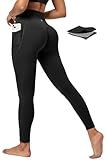 Scrunch Butt Lifting Leggings for Women Tummy Control No Front Seam Compression Workout Leggings with Pockets Yoga Pants Black