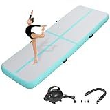 KIKILIVE Inflatable Air Gymnastics Tumbling Mat 10ft, Air Tumble Track Mat 4 inches Thickness with Electric Air Pump for Home Use Outdoor Training Cheerleading Yoga Water Beach Park