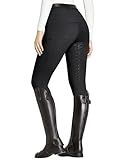 FitsT4 Sports Women's Full Seat Breeches Equestrian Pants High Waist Horse Riding Pants Tights with Zipper Pockets Black