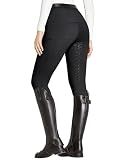 FitsT4 Sports Women's Full Seat Breeches Equestrian Pants High Waist Horse Riding Pants Tights with Zipper Pockets Black