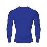 HYCOPROT Compression Shirts for Men Athletic Long Sleeve Base Layer Workout Rash Guard Shirt Sports T-Shirt Running Undershirt Tops Mens Shirt Undershirts Basketball Gear for Gym Running Football Blue