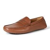 Amazon Essentials Men's Casual Driving Moc Loafers Slip-On Shoes, Tan Faux Leather, 12