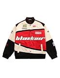 Vamtac Mens Varsity Baseball Jacket Bomber Cotton Vintage Racing Coats Streetwear with Pocket