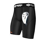 Shock Doctor Compression Shorts Men, Protective Bio-Flex Cup, Moisture-Wicking, Vented Protection. Adult Men Sizes. Black
