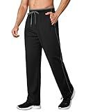 COOFANDY Mens Athletic Workout Pants Open Bottom Sweatpants Mesh Gym Pants for Runnning, Training,Casual Black
