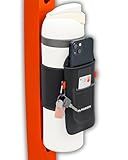 Magnetic Water Bottle Sleeve Bag and Large Pocket Phone Holder for Gym - Black Pouch with 4 Magnets - Attach it to Any Gym Equipment & Golf Carts - Magnetic Bag Mount for Phones - Gym Essentials