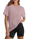 OFEEFAN Womens Workout Tops Loose Fit Womens Sun Protection UPF 50+ T Shirts Greypink L