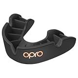 OPRO Bronze Level Sports Mouthguard – Custom-Fit, Breathable, Slim Design – Protective Mouth Guard for Football, Wrestling, Boxing, MMA, Lacrosse & All Contact Sports, Case Included – Black, Adult