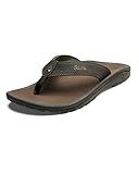 OLUKAI Ohana Men's Beach Sandals, Water Resistant Flip Flops, Arch Support & Comfort Fit, Lightweight & Durable, Enhanced Grip & Traction, Dark Java/Ray, 11