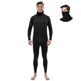 Merino.tech Merino Wool Base Layer Mens Set - Merino Wool Thermal Long Underwear Mens Top, Bottom and Neck Gaiter (Large, 200 Heathered Black)