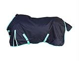 Tech Equestrian 1200 Denier Horse RAIN Sheet (Waterproof/Breathable & Wind Proof Turnout Sheet) Horse Breathable RAINSHEET (Black-Turquoise, 78)