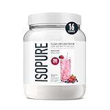 Isopure Clear Whey Isolate Protein Powder, Lactose Free, Gluten Free, Naturally Flavored, Mixed Berry, 20g Protein Per Serving, 14.1 Oz, 16 Servings (Packaging May Vary)