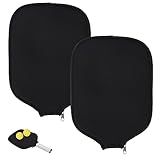 2pcs Neoprene Pickleball Paddle Covers, Universal 8.6 x 12.2 inch, USAPA Standard & Elongated Paddles Neoprene Sleeve Fits Most Pickleball Paddles (Black)