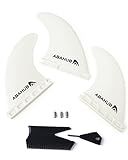 Abahub Surfboard Thruster Fins Set, Compatible with Future Style Fin Box, Fiberglass Reinforced 3 Pieces Surf Fin Set for Surf Boards, Surfing Longboard, Shortboard, With Screws and key, White