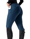 FitsT4 Sports Women's Horse Riding Pants Full Seat Equestrian Breeches High Waist Horseback Riding Tights with Pockets Blue Medium