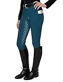 FitsT4 Sports Women's Full Seat Riding Tights Active Silicon Grip Horse Riding Tights Equestrian Breeches Blue Size S