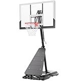 Feelwin Basketball Hoop Outdoor System with 10ft Height Adjustable, 45/48in Steel Frame Backboard Basketball Goal Court System, Portable Hoop for Youth and Adults in Driveway Backyard Pool with Net
