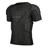 surlim Padded Football Shirt Padded Compression Shirt Football Rib Protectors Undershirt Padded for Rugby Lacrosse Baseball (Black, L)