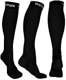 Physix Gear Compression Socks - Best Men & Womens Compression Sock for Circulation, Running, Nurses, Athletic Use Sock Compression, Blood Pressure Socks, Calcetines de , All, Black, S/M