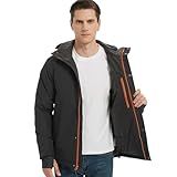 NORDIC OUTLAND Men's Winter Ski Jacket,Waterpoof Insulated Snow Coat,Windproof Hooded Warm Raincoat Windbreaker (US, Alpha, Large, Regular, Regular, Dark Grey)
