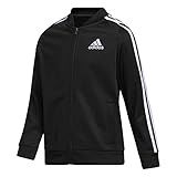 adidas girls Zip Front Tricot Bomber Warm Up Jacket, Black, Small US