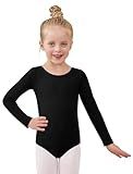 Black Long Sleeve Leotards for Girls 2-14 Years - Ballet Dance Leotards for Toddler Girls Gymnastics Ballerina Kids Outfits 8-10 Years L