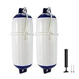 2-Pack Heavy Duty Boat Fenders with Ropes – Saltwater Resistant Rubber Marine Boat Bumpers for Docking, Pontoon & Yacht Protection