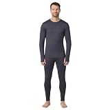 Cuddl Duds Mens Lightweight & Breathable Everyday Active Base Layer 2 Piece Thermal Underwear Set - Cozy Jersey Long Sleeve Shirt & Leggings - Matching Lounge Sets Long Johns for Men, Grey, M