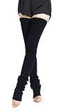 Henwarry 27 or 34 Inch Length Leg Warmers Knit Over the Knee Extra Long Winter Soft Thick Thigh High Footless Socks for Women (27 Inch, A01-Black)