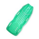 Slippery Racer Downhill Xtreme Flexible Adults and Kids Plastic Toboggan Snow Sled for up to 2 Riders with Pull Rope and Handles, Green