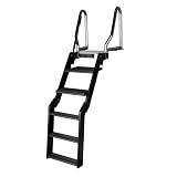 Lippert SureStep Pontoon Ladder for Boats, Slip-Resistant Steps, Easy Boarding for Kids & Dogs, Stainless Steel Handrails, Powder-Coated Aluminum Steps, Saltwater Rated - 2025041871