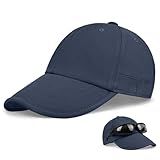 Classic Unstructured Baseball Cap Foldable Soft-Brim Adjustable Vintage Plain Dad Hat for Men Women Hiking Fishing Golf Navy Blue