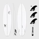 CONTOUR SURF Garuda 6'1" Epoxy Shortboard Surfboard with Fins and Leash | High-Performance Surfboard for Intermediate to Advanced Surfers | EPS Core, Wood Stringer, Carbon Reinforced
