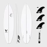 CONTOUR SURF Garuda 6'1" Epoxy Shortboard Surfboard with Fins and Leash | High-Performance Surfboard for Intermediate to Advanced Surfers | EPS Core, Wood Stringer, Carbon Reinforced