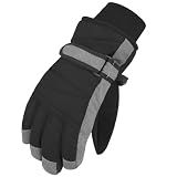 MAGARROW Kids Winter Warm Gloves Windproof Water-Resistant Snow Boys Girls Sport Gloves (Black Gray Sides, 6-8 Years)