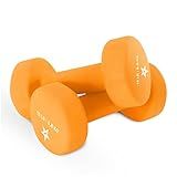 Yes4All Neoprene Coated Dumbbell Hand Weight Sets of 2 - Multiple Weight Options with 15 Colors, Anti-roll, Anti-Slip, Hexagon Shape, Dark Orange, 15 lb Pair