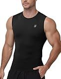 Roadbox Men's Sleeveless Compression Shirt, Athletic Workout Tank Tops Sports Running Slimming Base Layer Black