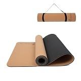 StrongTek Cork Yoga Mat, TPE Base, 7 mm, 72 x 24 in, 2 lb, Carry Strap