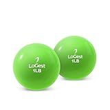 Logest Weighted Toning Exercise Balls Pair - Round Shape Medicine Ball - 1LB 2LB 3LB 4LB 5LB 6LB Available - Toning Muscle for Men & Women - Color-Coded Difficulty Levels (1LB - Pair)