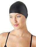 Amazon Basics Silicone Swim Cap to Keep Hair Dry, Unisex, Soft, Wrinkle-Free, Strong, Easy to Put On and Off, Black, 1-Pack