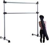 UMEKEN Ballet Barre Bar Portable 4 Ft Adjustable Freestanding Dance Bar for Home, Kids Fitness Stretching Exercise Double Bar with Carry Bag (Silver, 4 FT)