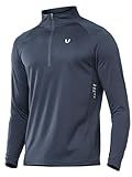 NORTHYARD Men's Running Shirt Long Sleeve Quarter Zip Pullover Moisture Wicking Quick Dry Athletic Workout Shirts COOLGREY-L