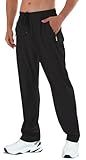 AIRIKE Athletic Pants for Men Water Resistant Quick Dry Lightweight Polyester Workout Warm Up Hiking Sweatpants with Pockets Black