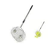 Voodans Stainless Steel Tennis Ball Picker Upper Adjustable Cylinder Hopper with Hangable Handle, Portable Tennis Ball Collector and Basket for Easy Pickup and Training, Holds 60+ Balls