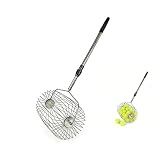 Voodans Stainless Steel Tennis Ball Picker Upper Adjustable Cylinder Hopper with Hangable Handle, Portable Tennis Ball Collector and Basket for Easy Pickup and Training, Holds 60+ Balls