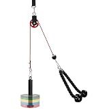 LFJ LAT Pull Down and Lift Weight Pulley System Cable Machine Pulley Attachment for Triceps Pull Down, Biceps Curl, Back, Forearm, Shoulder Home Gym Equipment (Red Set with Aluminum Alloy Pulley)