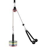 LFJ LAT Pull Down and Lift Weight Pulley System Cable Machine Pulley Attachment for Triceps Pull Down, Biceps Curl, Back, Forearm, Shoulder Home Gym Equipment (Red Set with Aluminum Alloy Pulley)