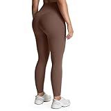 Aoxjox High Waisted Workout Leggings for Women Tummy Control Buttery Soft Yoga Metamorph Deep V Pants 26" (Fudge Coffee, Small)