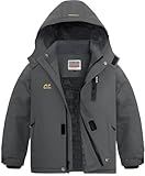 WULFUL Boy's Waterproof Ski Jackets Warm Fleece Lined Hooded Winter Snow Coat