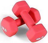 Fitvids Neoprene Dumbbell Hand Weights, Anti-Slip, Anti-roll, Hex Shape Colorful, 10-Pound, Pair